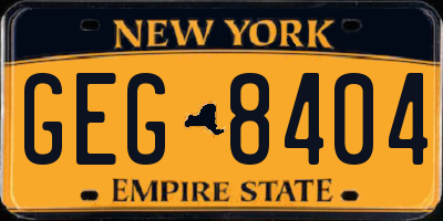 NY license plate GEG8404