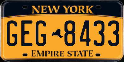 NY license plate GEG8433