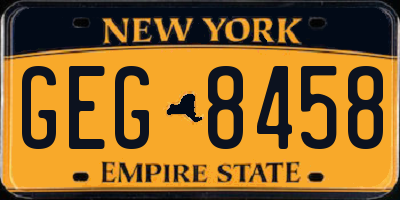 NY license plate GEG8458