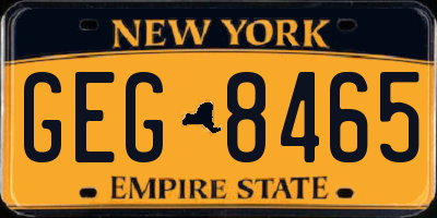 NY license plate GEG8465