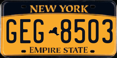 NY license plate GEG8503