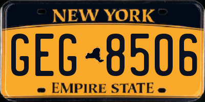 NY license plate GEG8506