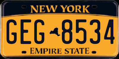 NY license plate GEG8534