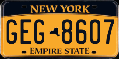 NY license plate GEG8607