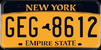 NY license plate GEG8612