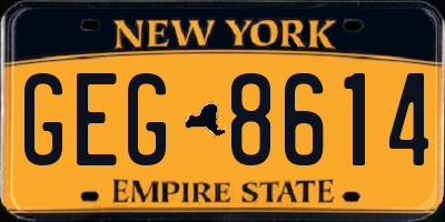 NY license plate GEG8614