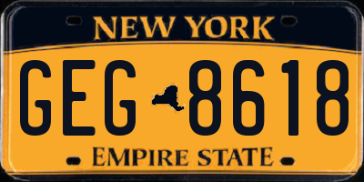NY license plate GEG8618