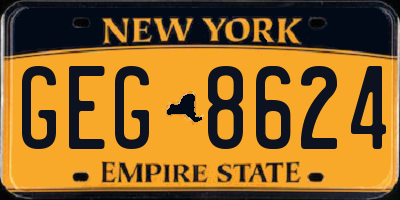 NY license plate GEG8624