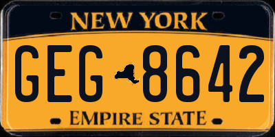 NY license plate GEG8642