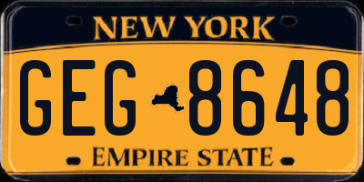 NY license plate GEG8648