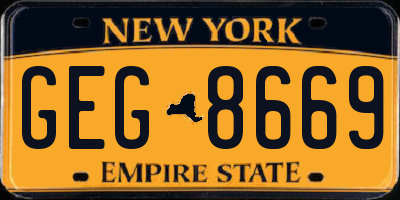 NY license plate GEG8669