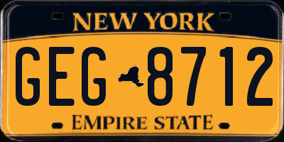 NY license plate GEG8712