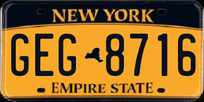 NY license plate GEG8716