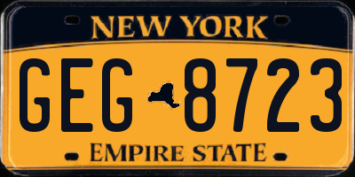 NY license plate GEG8723