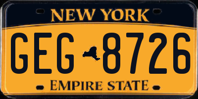 NY license plate GEG8726