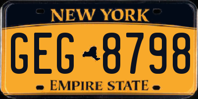 NY license plate GEG8798