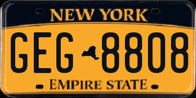 NY license plate GEG8808