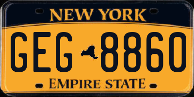 NY license plate GEG8860