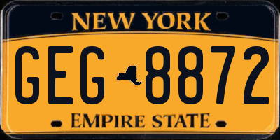 NY license plate GEG8872