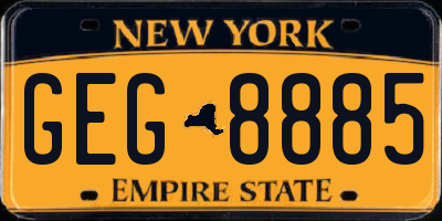 NY license plate GEG8885