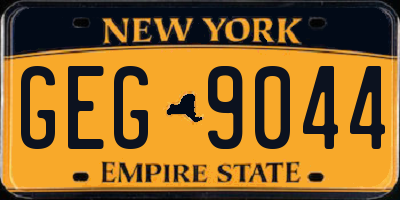 NY license plate GEG9044