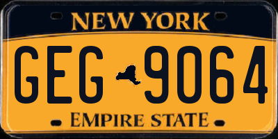 NY license plate GEG9064