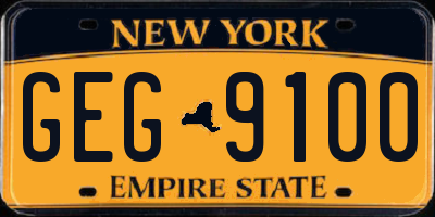 NY license plate GEG9100