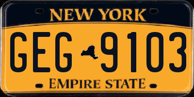 NY license plate GEG9103