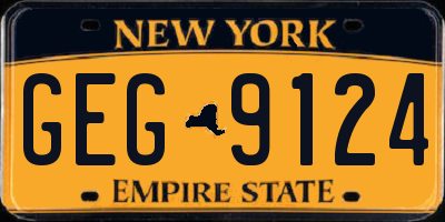 NY license plate GEG9124