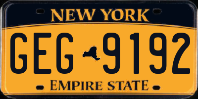 NY license plate GEG9192