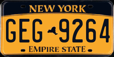 NY license plate GEG9264