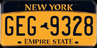 NY license plate GEG9328