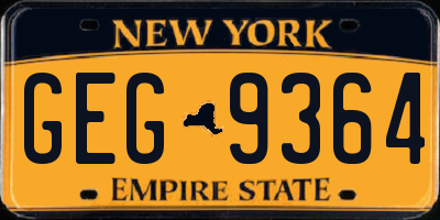 NY license plate GEG9364
