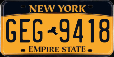NY license plate GEG9418