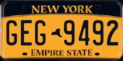 NY license plate GEG9492