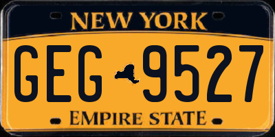 NY license plate GEG9527