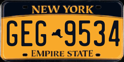 NY license plate GEG9534