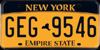 NY license plate GEG9546