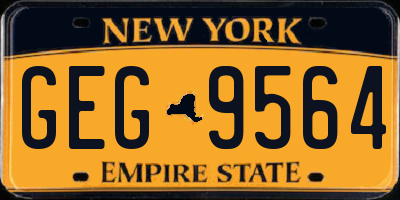 NY license plate GEG9564