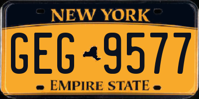 NY license plate GEG9577
