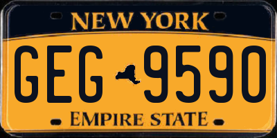 NY license plate GEG9590