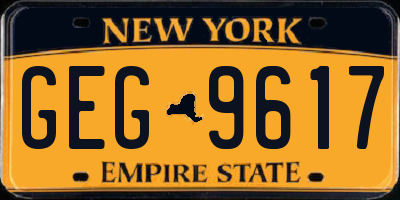 NY license plate GEG9617