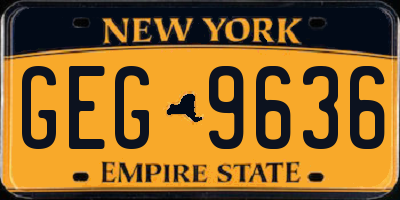 NY license plate GEG9636