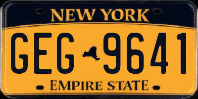 NY license plate GEG9641