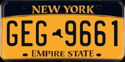 NY license plate GEG9661