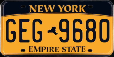 NY license plate GEG9680