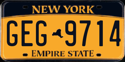 NY license plate GEG9714