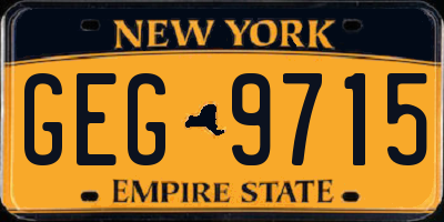 NY license plate GEG9715
