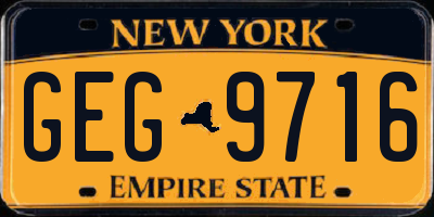 NY license plate GEG9716
