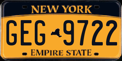 NY license plate GEG9722